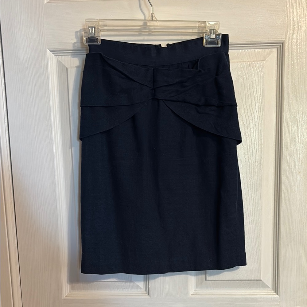 Cotton/Linen navy blue Anthropologie Girls from Savoy pencil skirt
